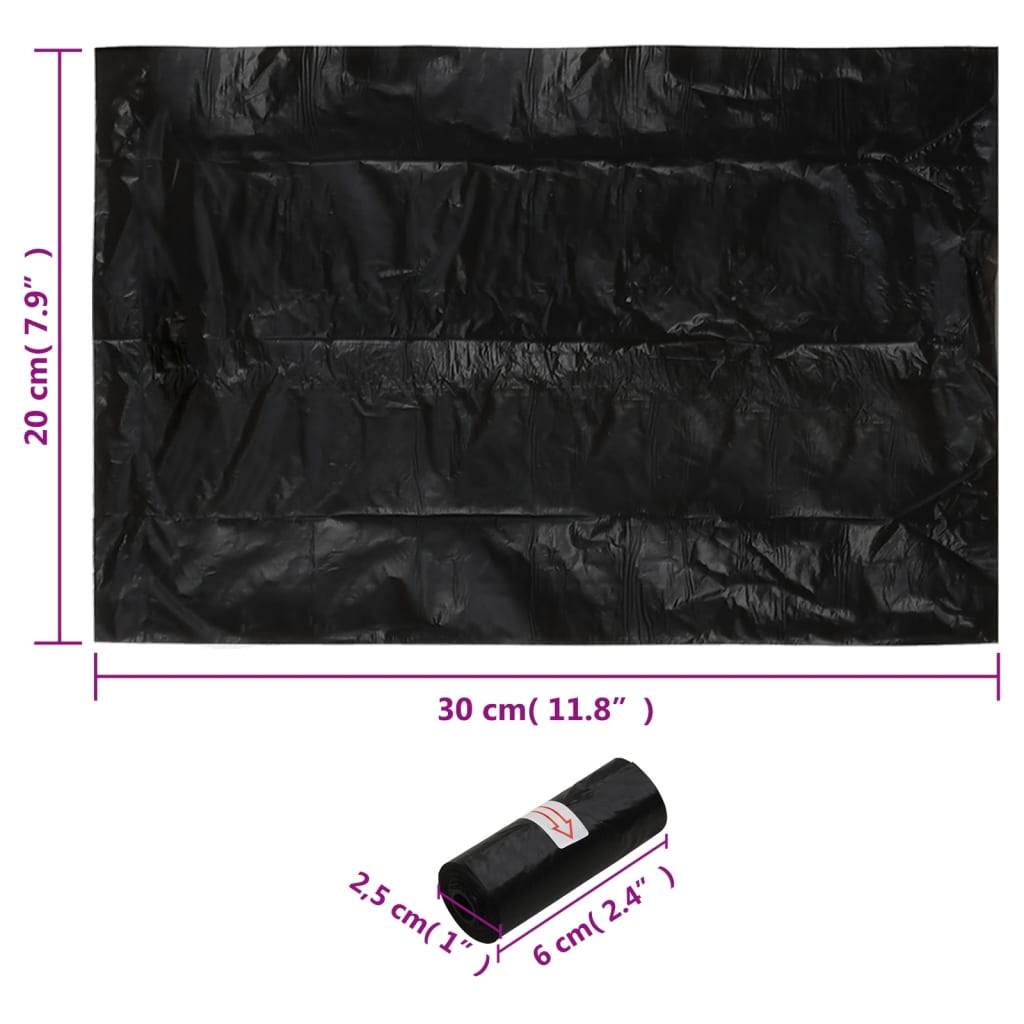Toilet bags for dogs, 750 pcs., black, 30x20 cm, PE