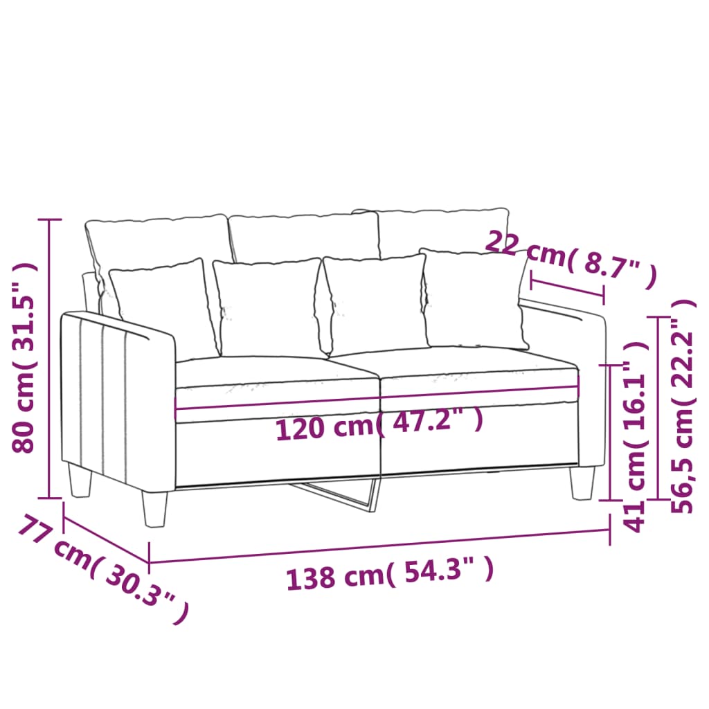Canapea cu 2 locuri, galben deschis, 120 cm, material textil