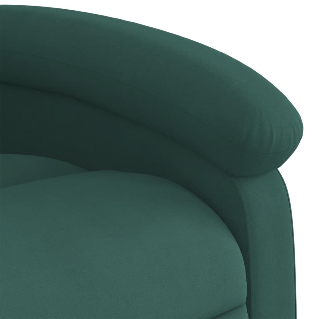 Fotoliu de masaj cu ridicare, verde închis, catifea