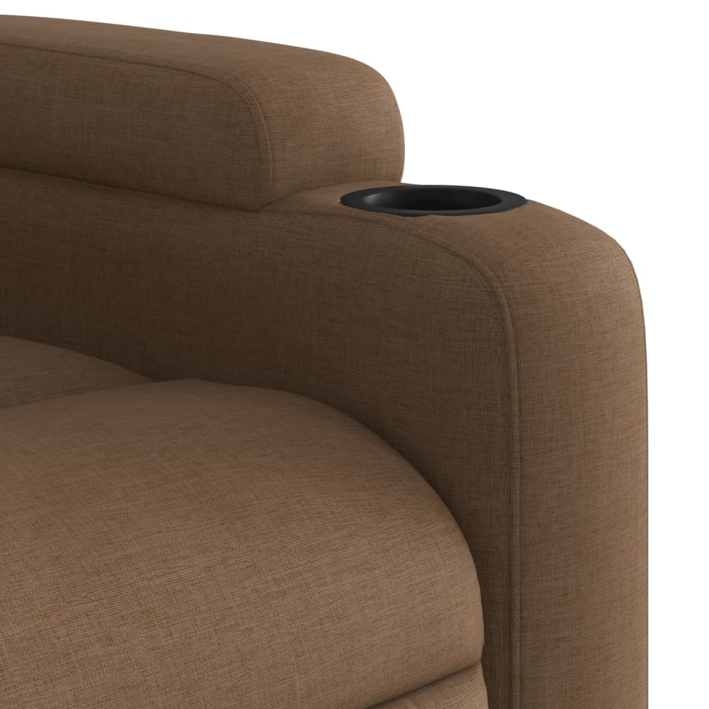 Fotoliu electric de masaj rabatabil cu ridicare, maro, textil