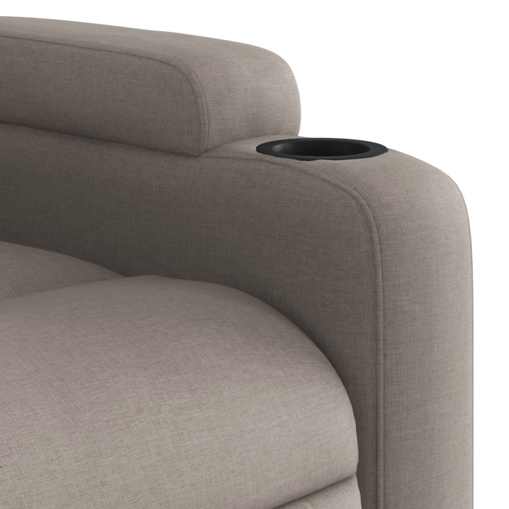 Fotoliu rabatabil cu ridicare pe verticală, gri taupe, textil