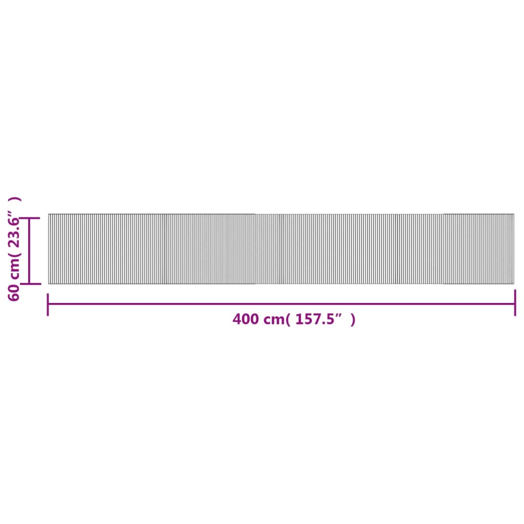 Covor dreptunghiular, gri, 60x400 cm, bambus