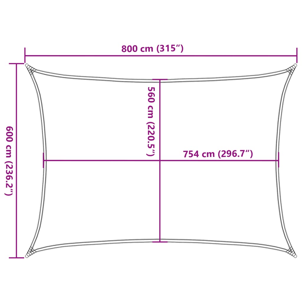 Parasolar, gri deschis, 8x6 m, 100% poliester Oxford