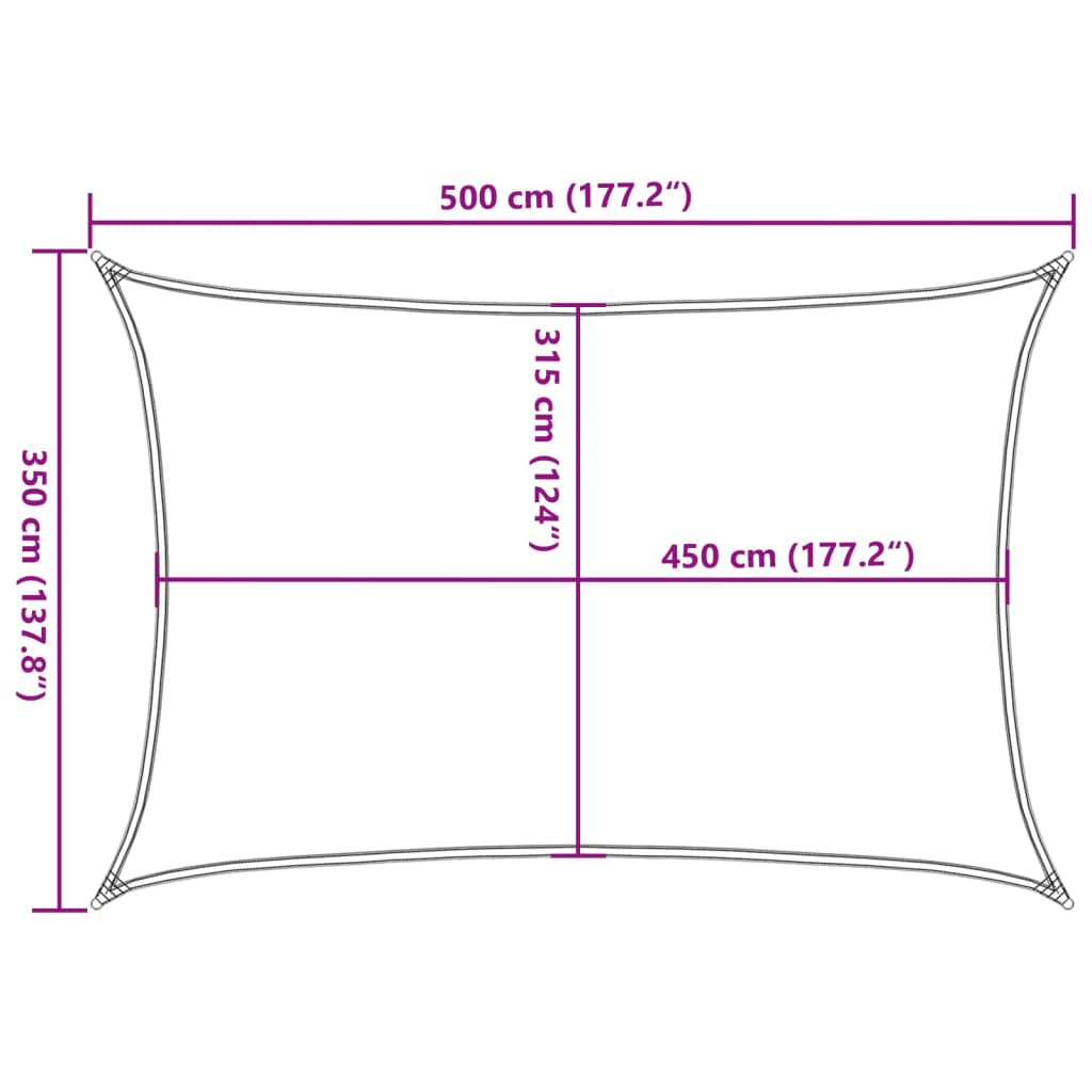 Pânză parasolar, nisipiu dreptunghiular 3,5x5 m HDPE 160 g/m²