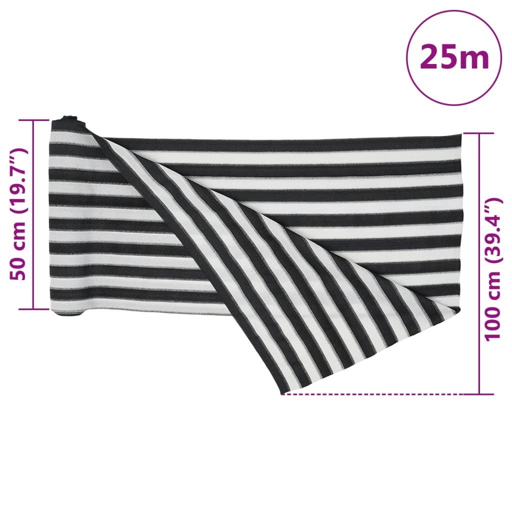 Plasă protecție intimitate, antracit/alb, 1x25 m, HDPE, 75 g/m²