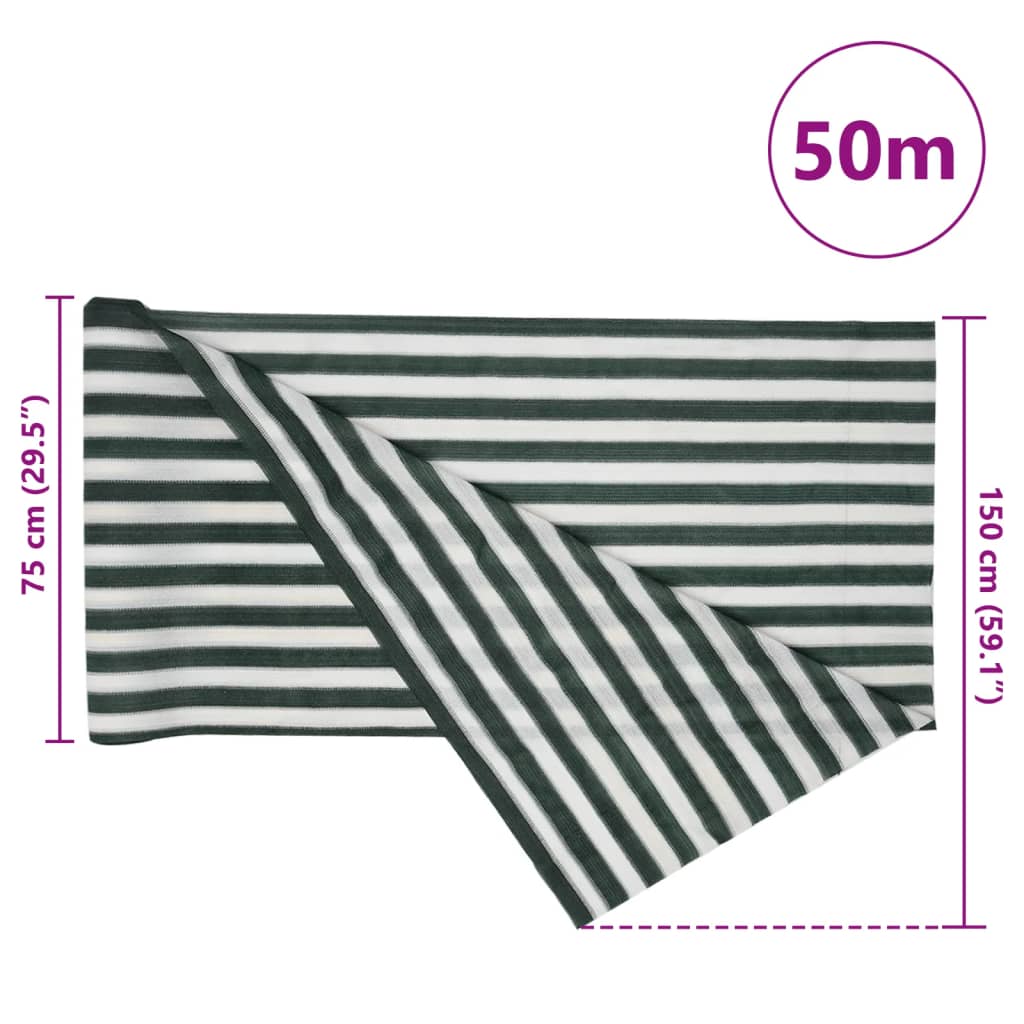 Plasă protecție intimitate, verde/alb, 1,5x50 m, HDPE, 75 g/m²