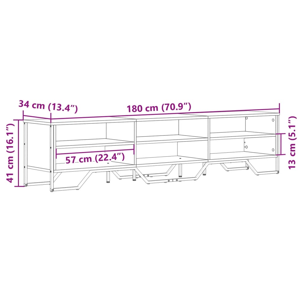 Dulap TV, stejar sonoma, 180x34x41 cm, lemn prelucrat