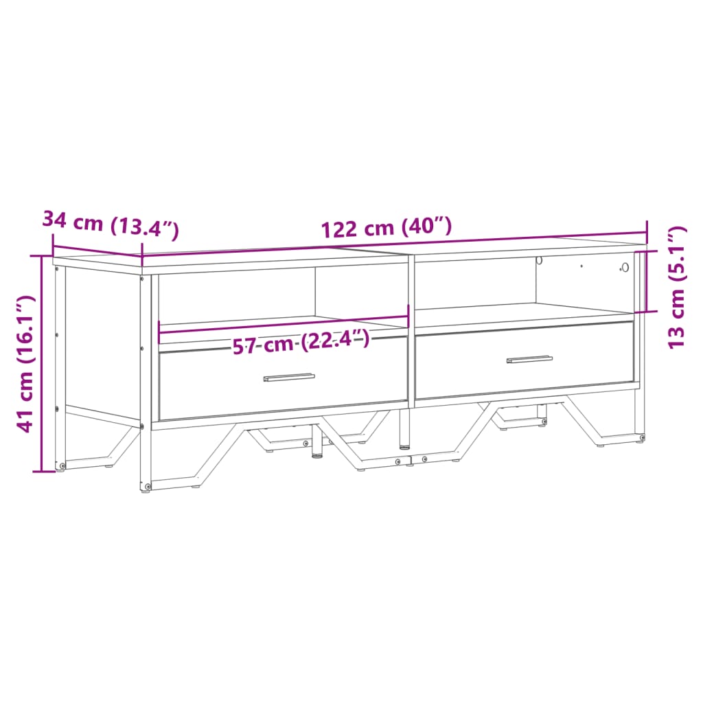Dulap TV, negru, 122x34x41 cm, lemn prelucrat
