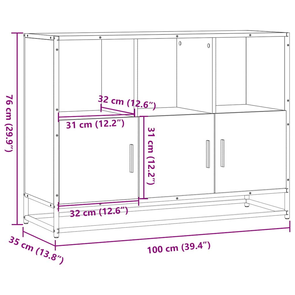 Dulap, negru, 100x35x76 cm, lemn prelucrat