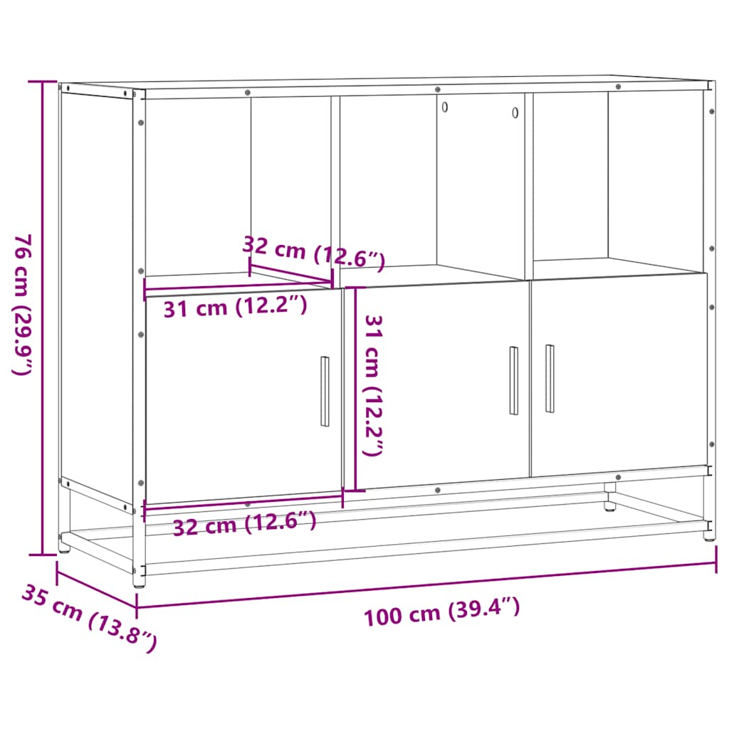 Dulap, stejar fumuriu, 100x35x76 cm, lemn compozit