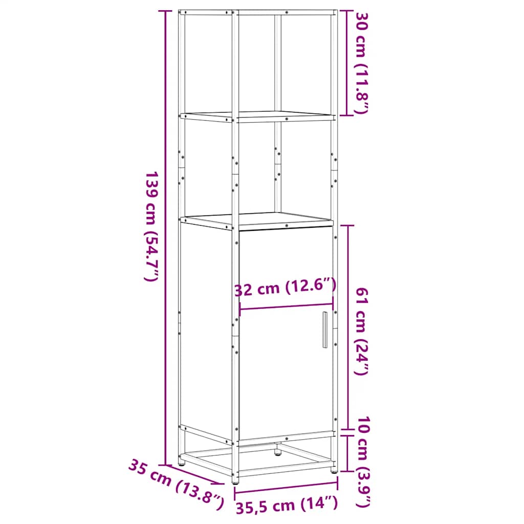 Dulapuru negru 35,5x35x139 cm lemn și metal prelucrat