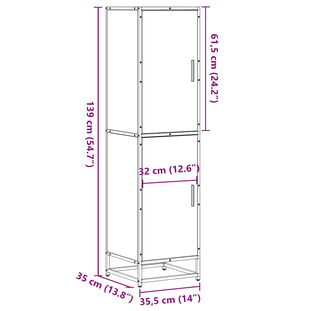 Dulapuru stejar maro 35,5x35x139 cm lemn și metal prelucrat
