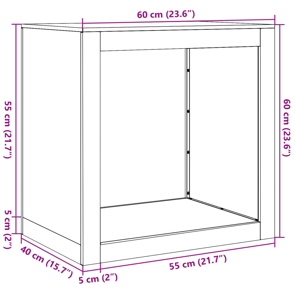 Suport pentru lemne de foc 60x40x60 cm Oțel pentru intemperii