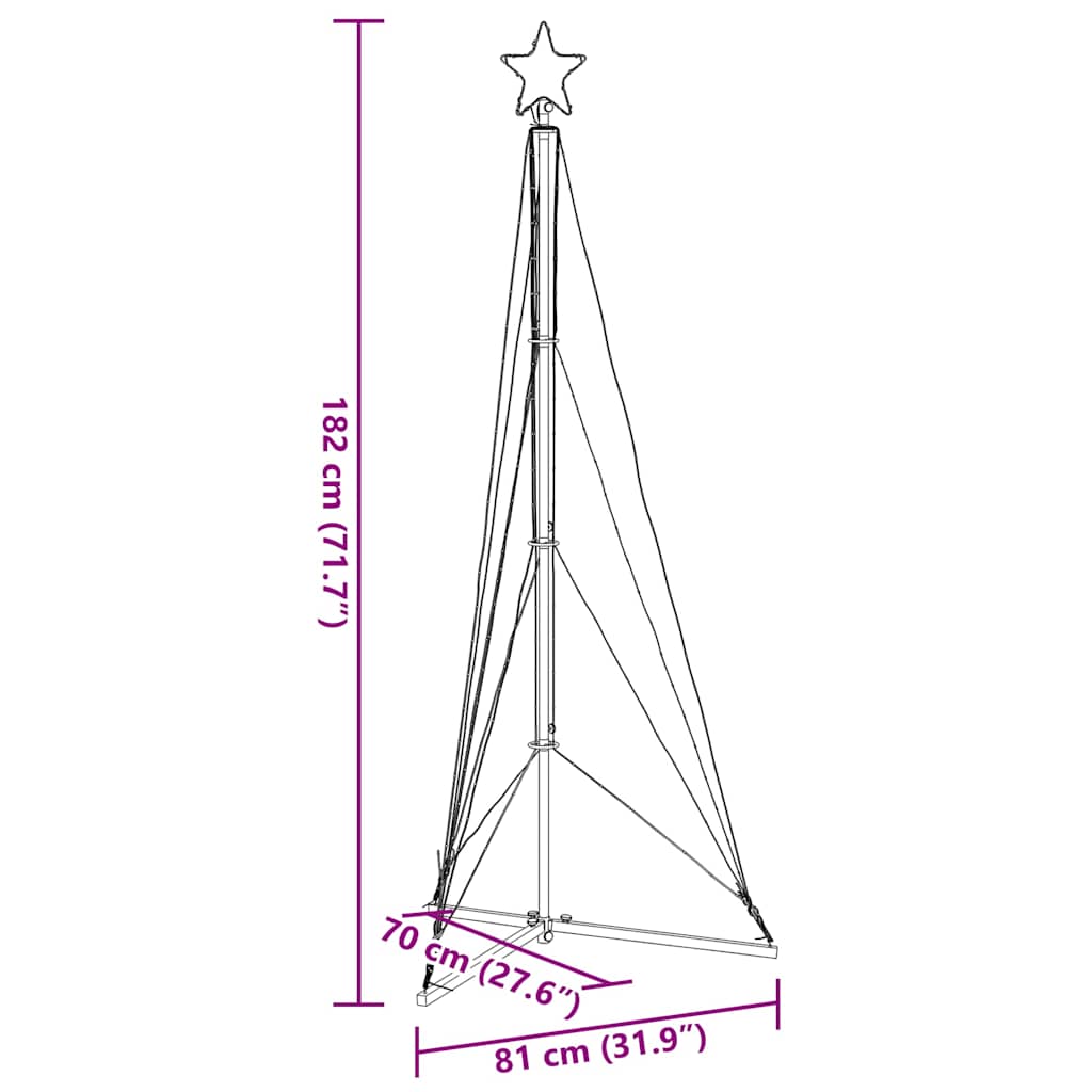 Pom de Crăciun LED 363 LED-uri Alb Cald 182 cm
