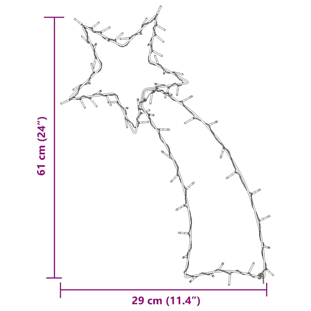 Lumini Crăciun Siluetă stea căzătoare 80 LED-uri alb cald