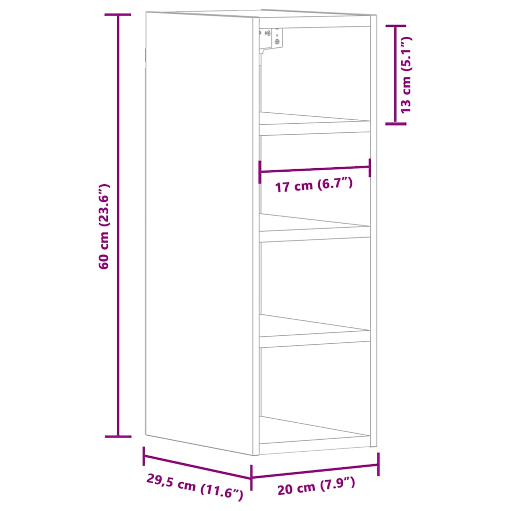Dulap suspendat, negru, 20x29,5x60 cm, PAL