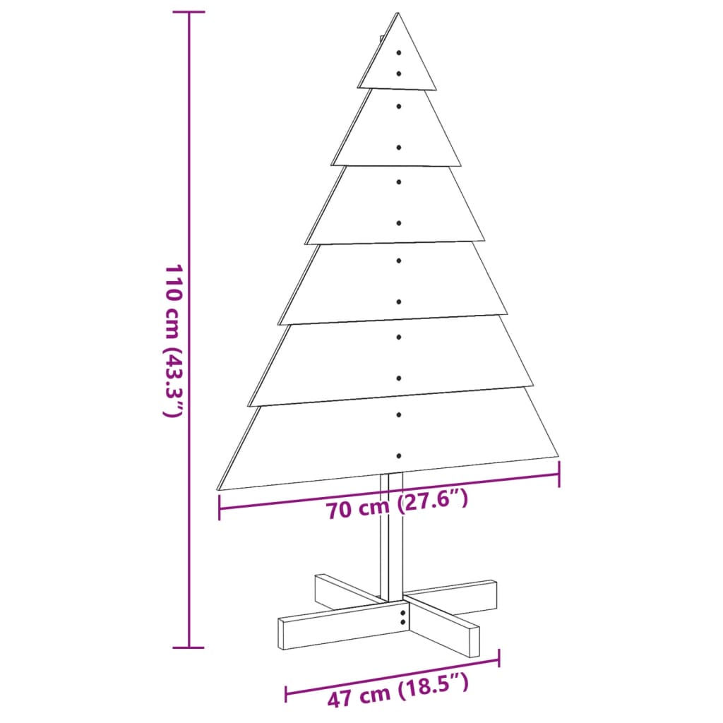 Brad de Crăciun decorativ, 110 cm, lemn masiv