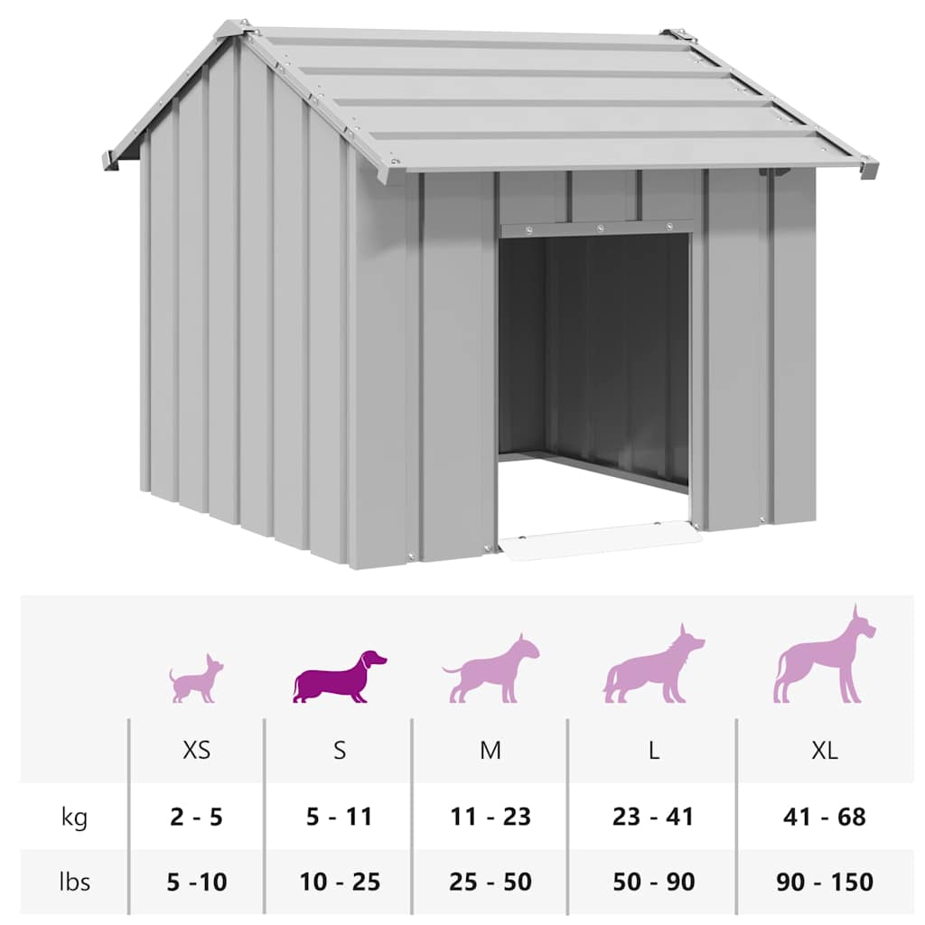 Casă pentru câini cu acoperiș 85x107x81 cm oțel galvanizat