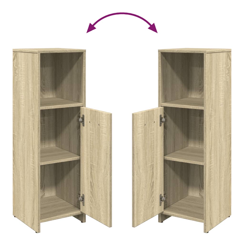 Set mobilier de baie, 4 piese, stejar sonoma, lemn prelucrat