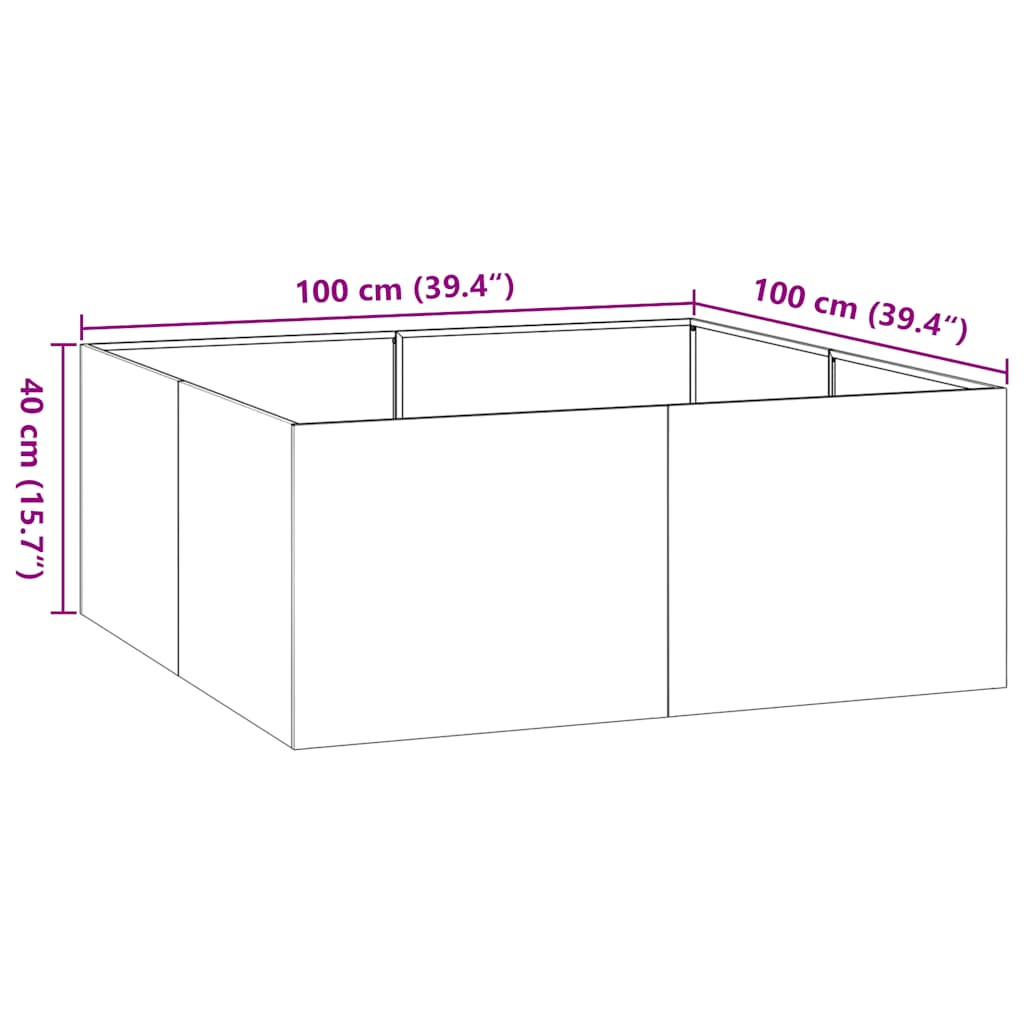 Jardinieră alb 100x100x40 cm oțel