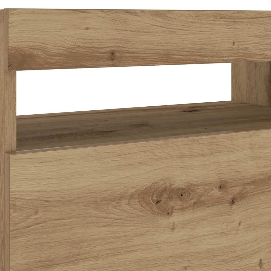 Noptiera cu lumini LED Stejar Artisan 60x35x40cm Lemn prelucrat