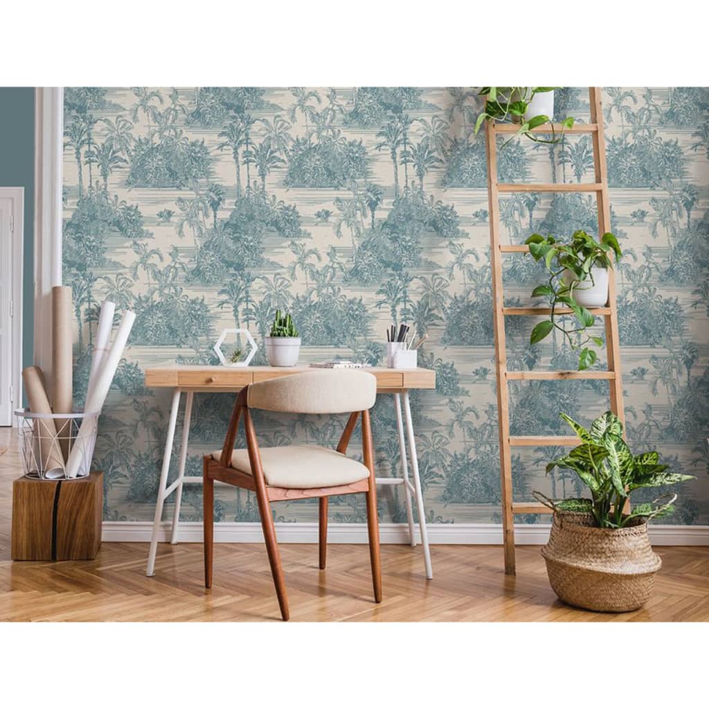 DUTCH WALLCOVERINGS Tapet „Tropical”, bej și albastru deschis
