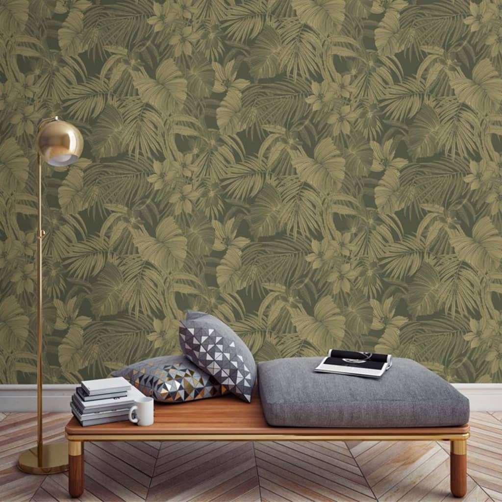 DUTCH WALLCOVERINGS Tapet „Joelle”, verde și auriu