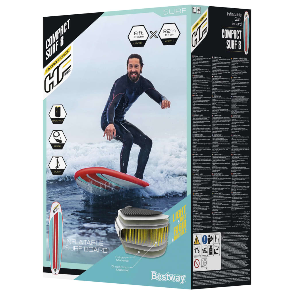 Bestway Inflatable SUP board Hydro-Force Compact Surf 8, 243x57x7 cm