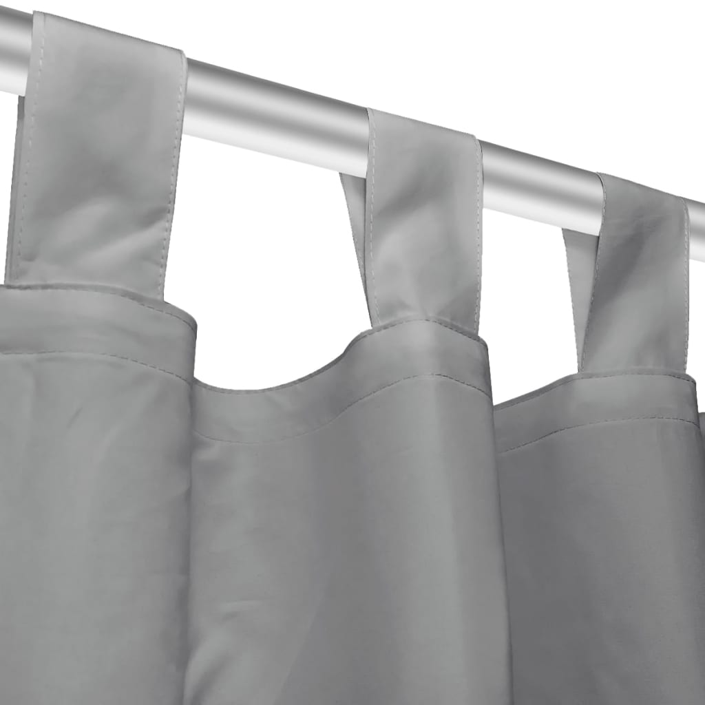 Micro-satin curtains with straps, 2 pcs, 140 x 175 cm, gray