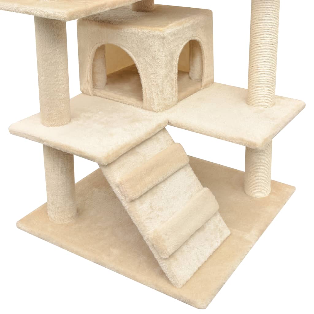 Ansamblu pentru pisici cu funie de sisal, 125 cm, bej