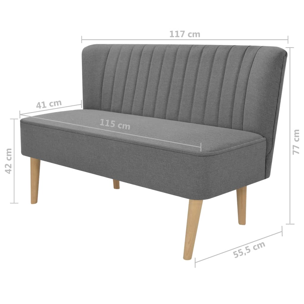 Canapea din material textil 117 x 55,5 x 77 cm, gri deschis