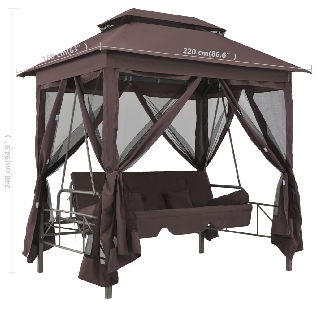 Extendable swing with flag, tan