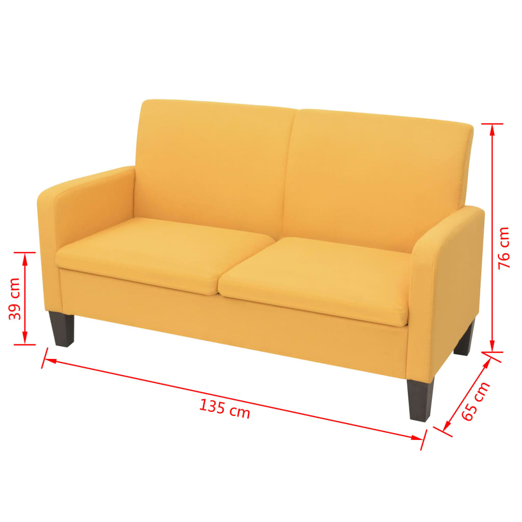 2-seater sofa, 135 x 65 x 76 cm, yellow