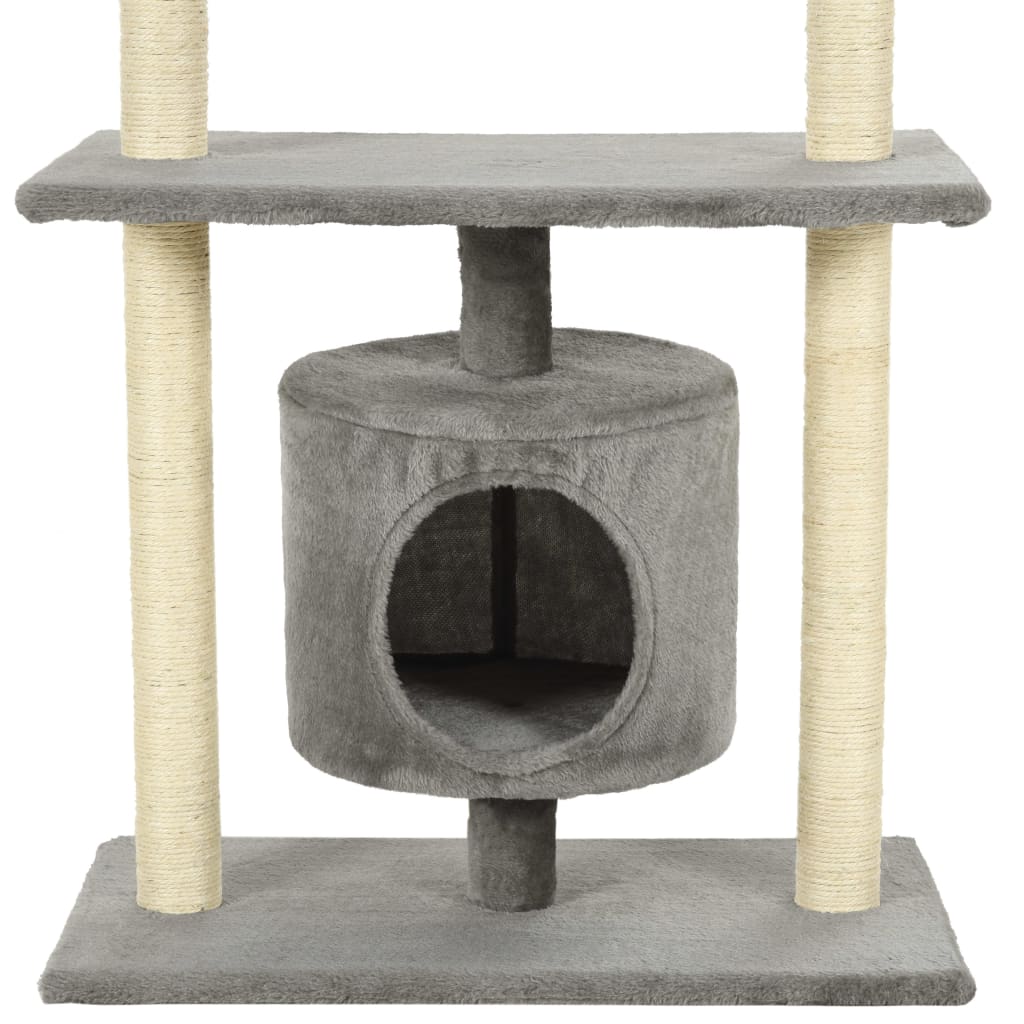 Ansamblu pentru pisici cu stâlpi din funie de sisal, 95 cm Gri