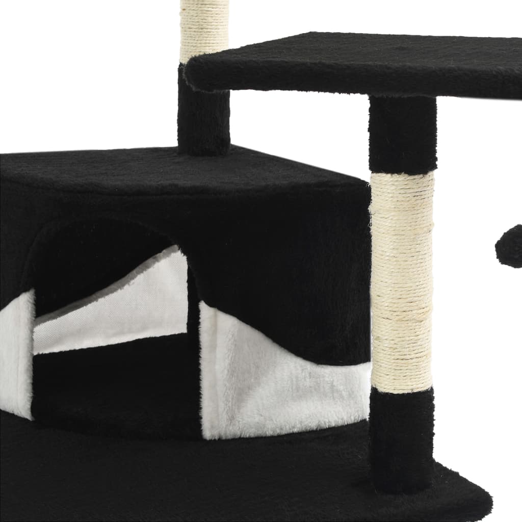 Cat set, sisal rope poles 203 cm Black and white