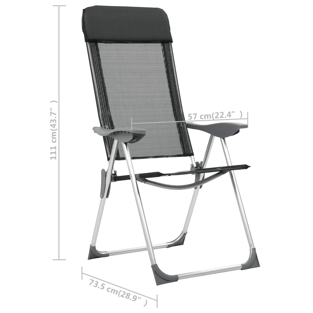 Folding camping chairs, 4 pcs., black, aluminum