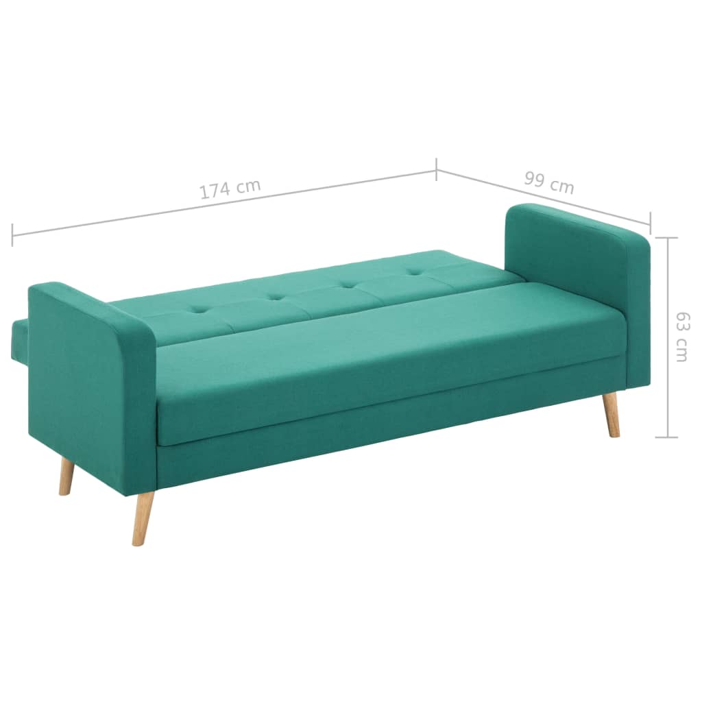 Canapea din material textil verde