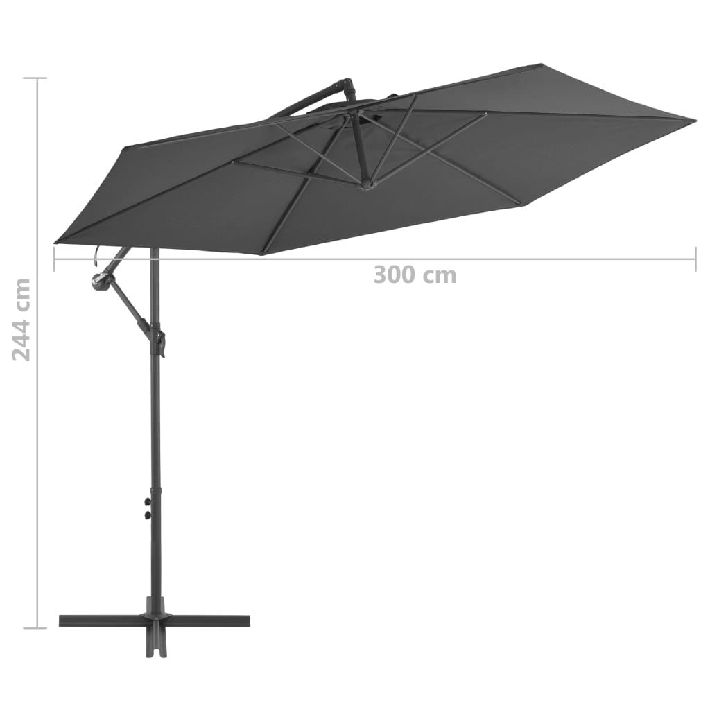 Umbrelă în consolă cu stâlp din aluminiu, 300 cm, antracit