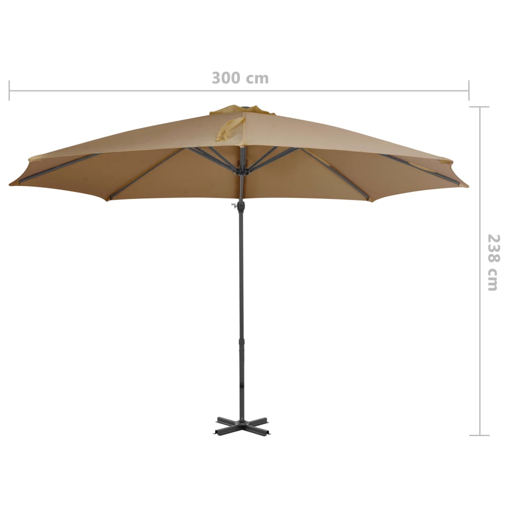 Umbrelă consolă de grădină, stâlp din aluminiu, taupe, 300 cm
