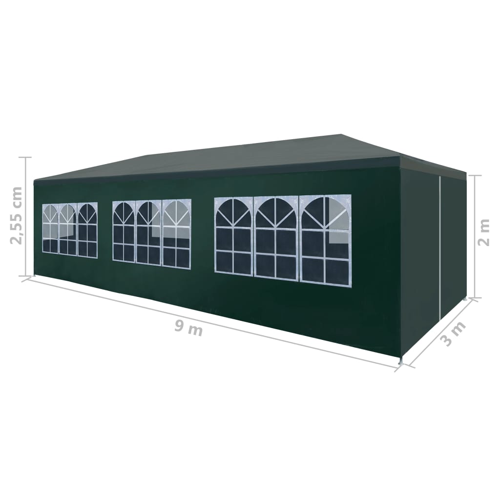 Cort de petrecere, verde, 3 x 9 m