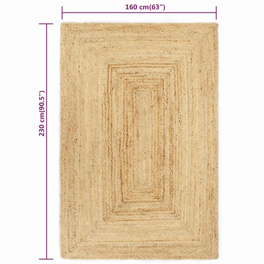Handmade rug, natural, 160 x 230 cm, jute