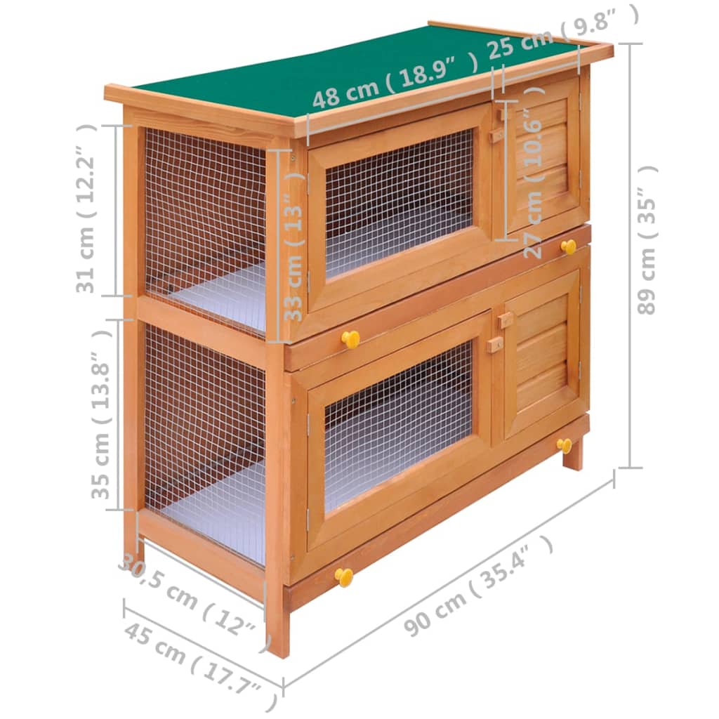 Outdoor rabbit cage small animal shelter cage, 4 doors, wood