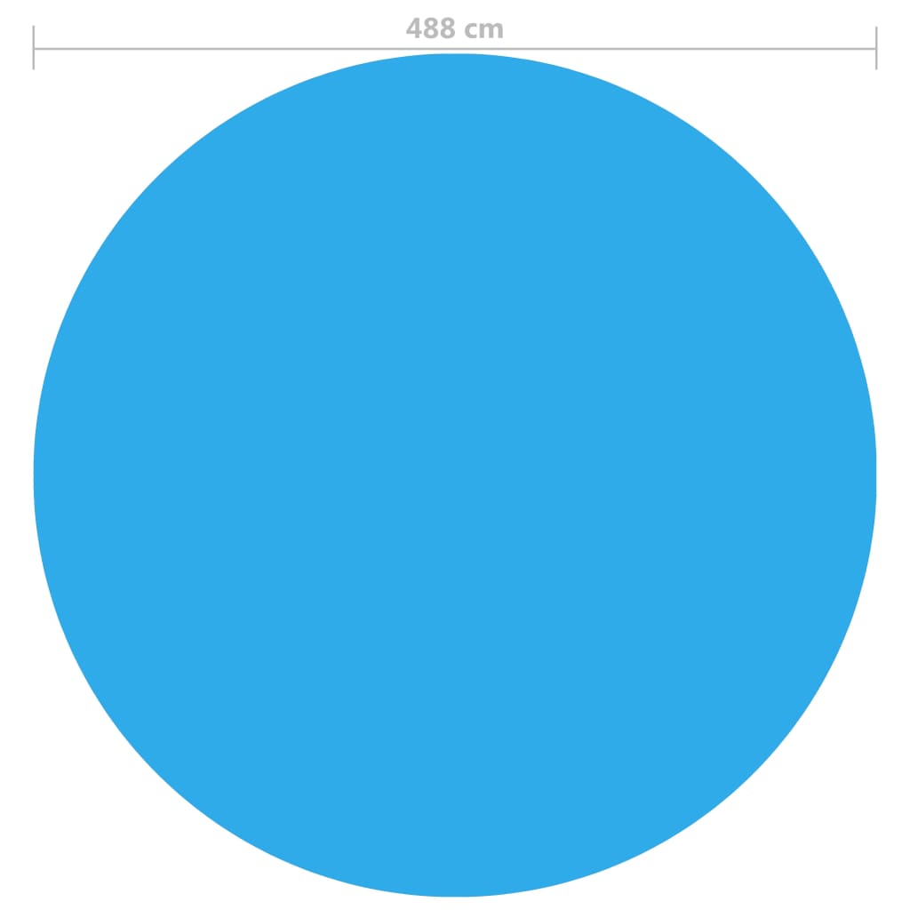 Round PE solar pool cover 488 cm blue