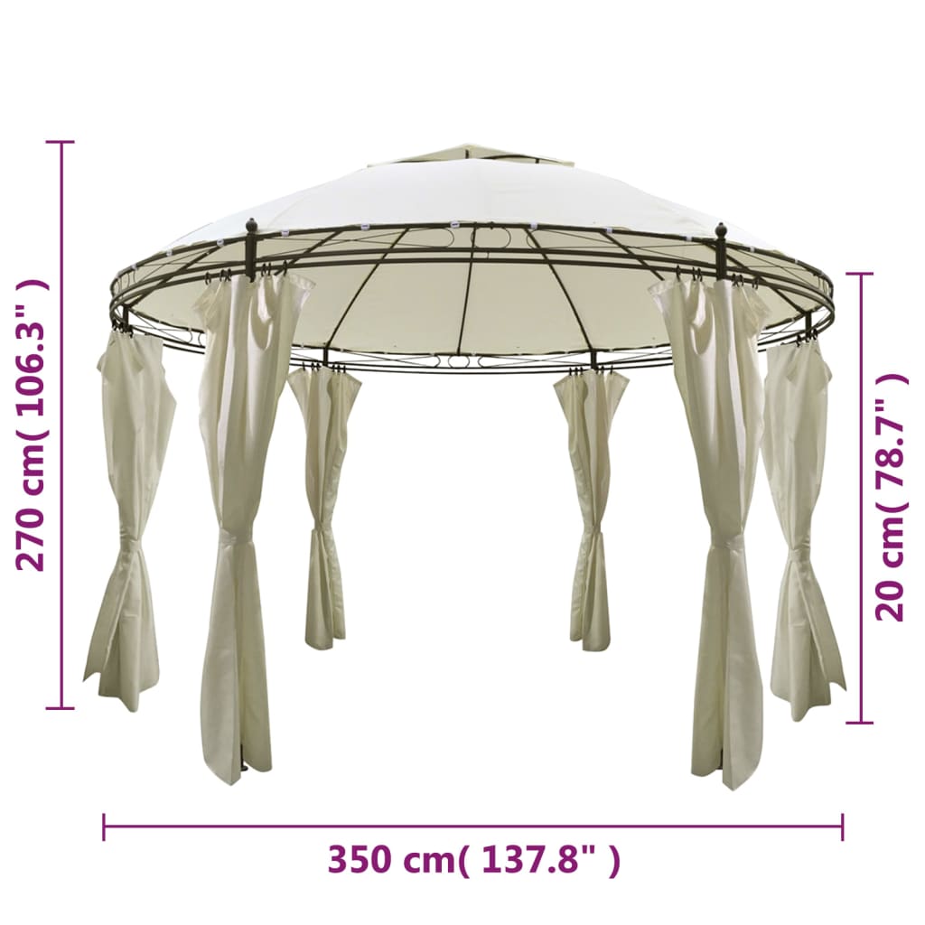 Pavilion cu perdele, 3,5 x 2,7 m, rotund