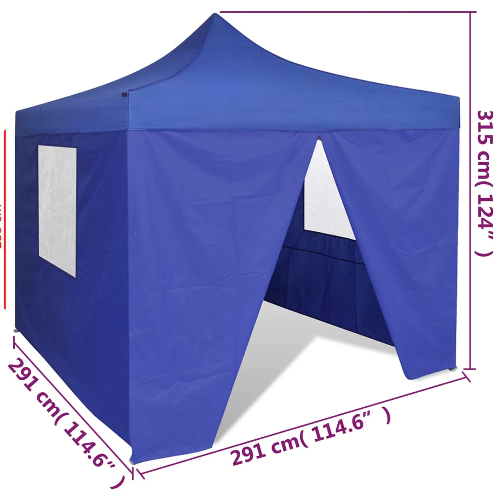 41466 vidaXL Blue Foldable Tent 3 x 3 m with 4 Walls