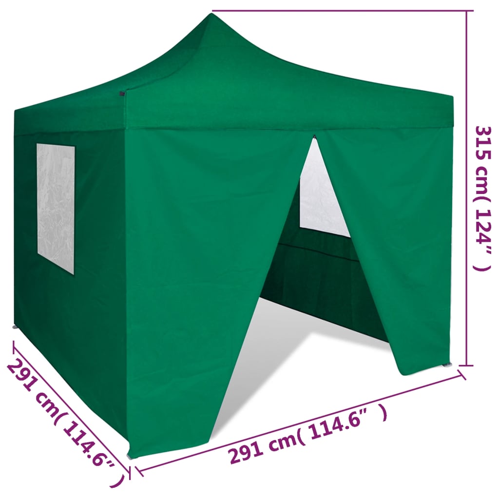 41468 vidaXL Green Foldable Tent 3 x 3 m with 4 Walls