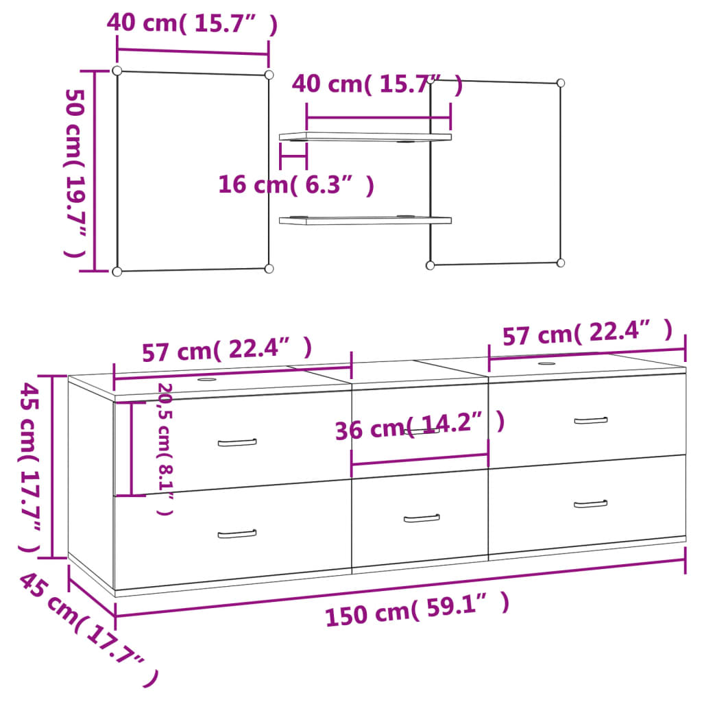 vidaXL Set mobilier de baie, 5 piese, negru, lemn prelucrat