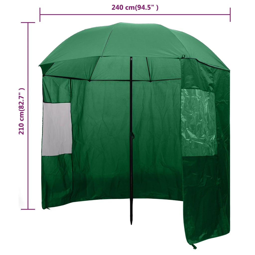 Umbrelă pentru pescuit, verde, 240x210 cm