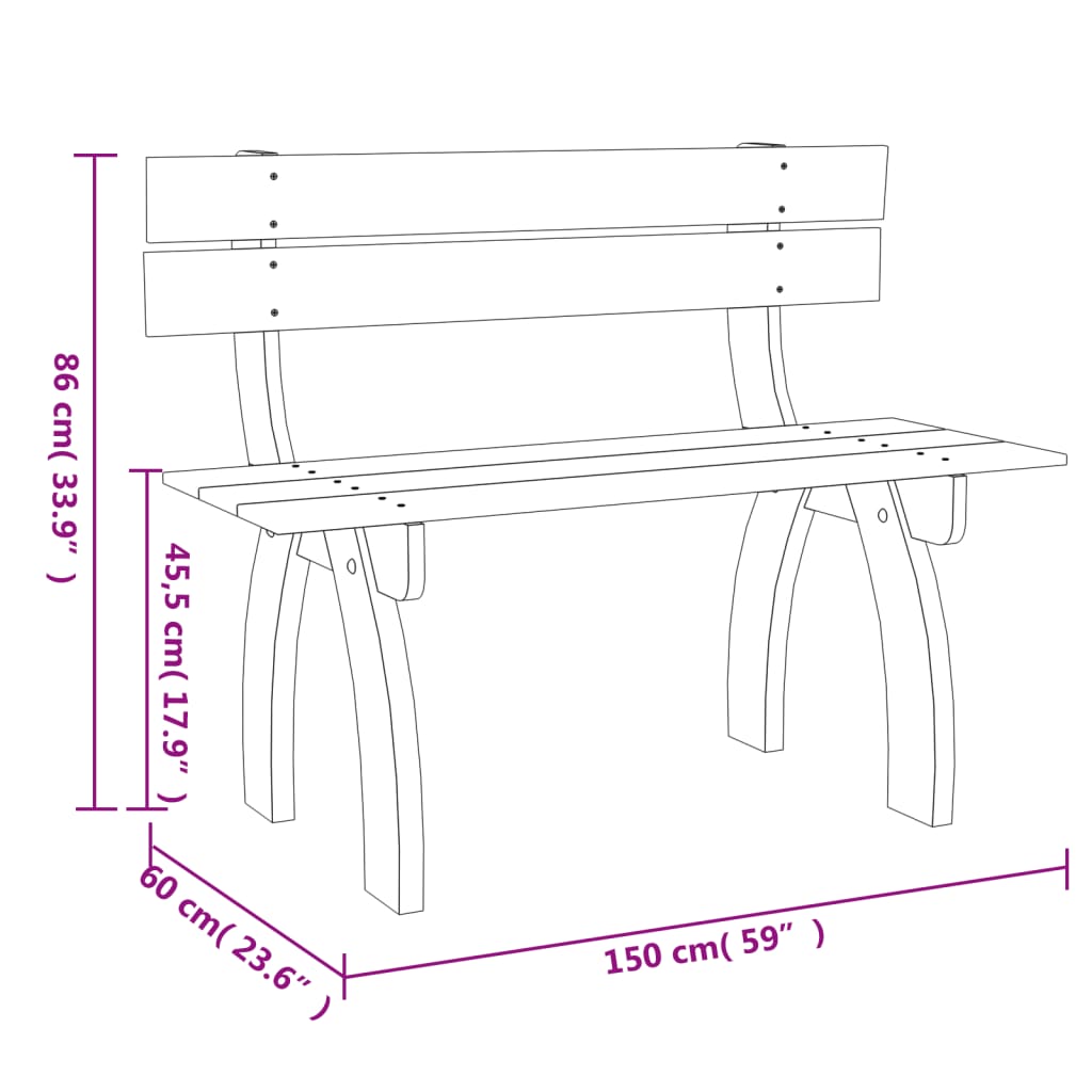 Bancă de grădină, 150 cm, lemn de pin tratat