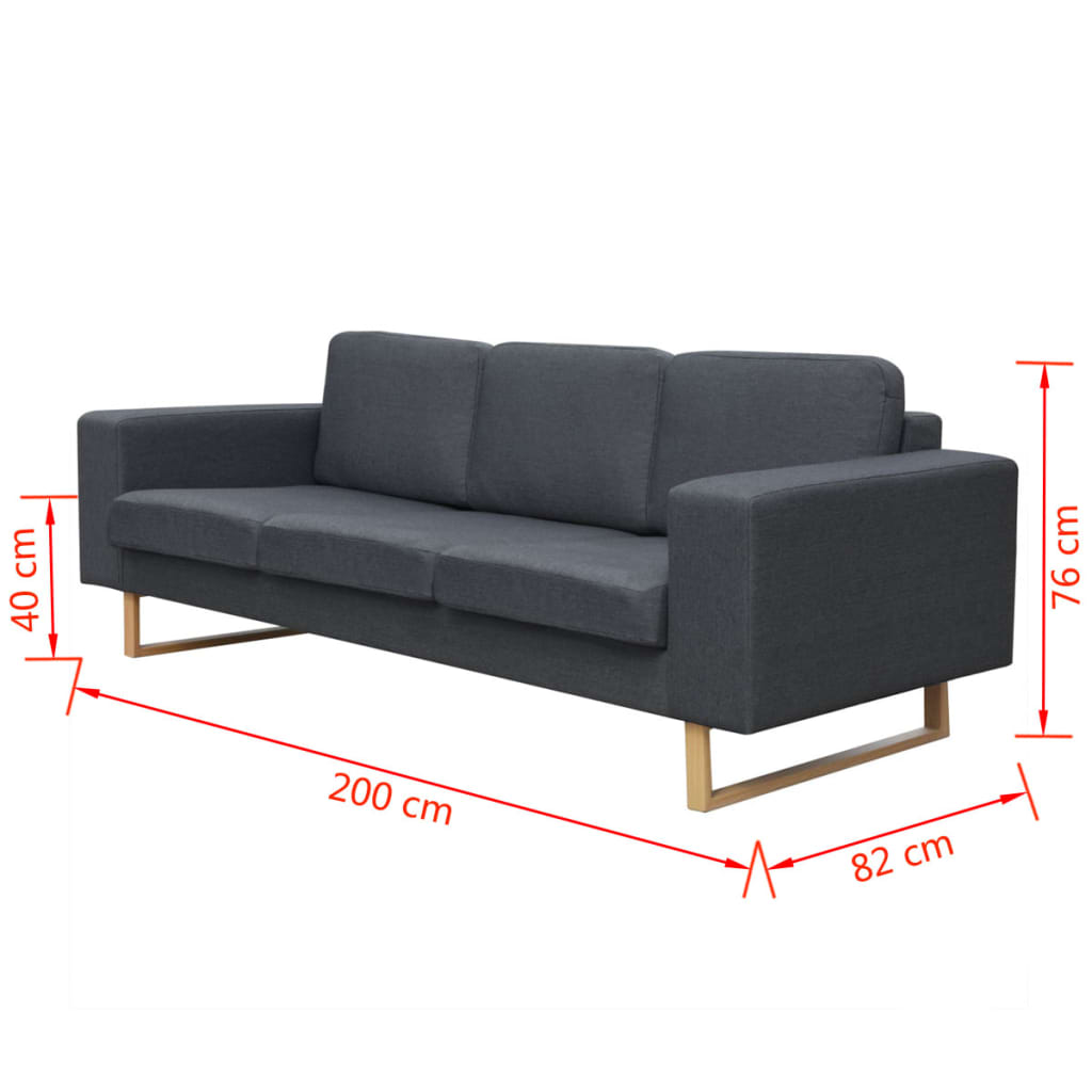 3-seater sofa, dark grey, fabric
